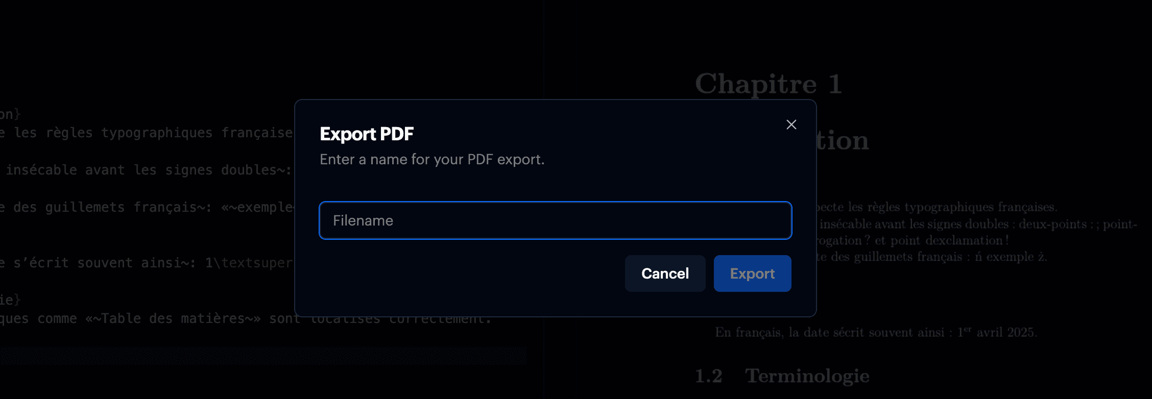 t0 screenshot - Export report