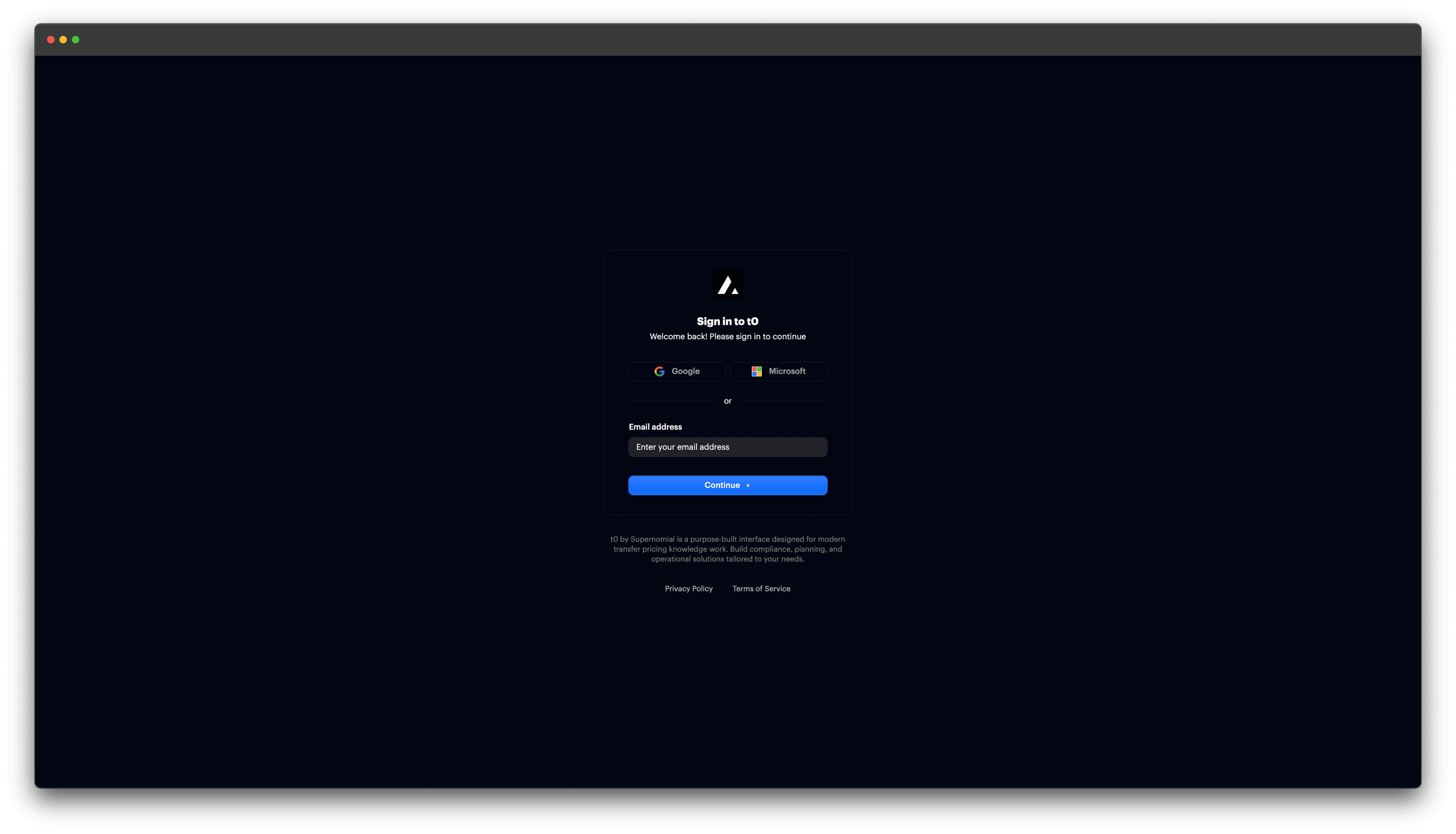 t0 screenshot - Sign up