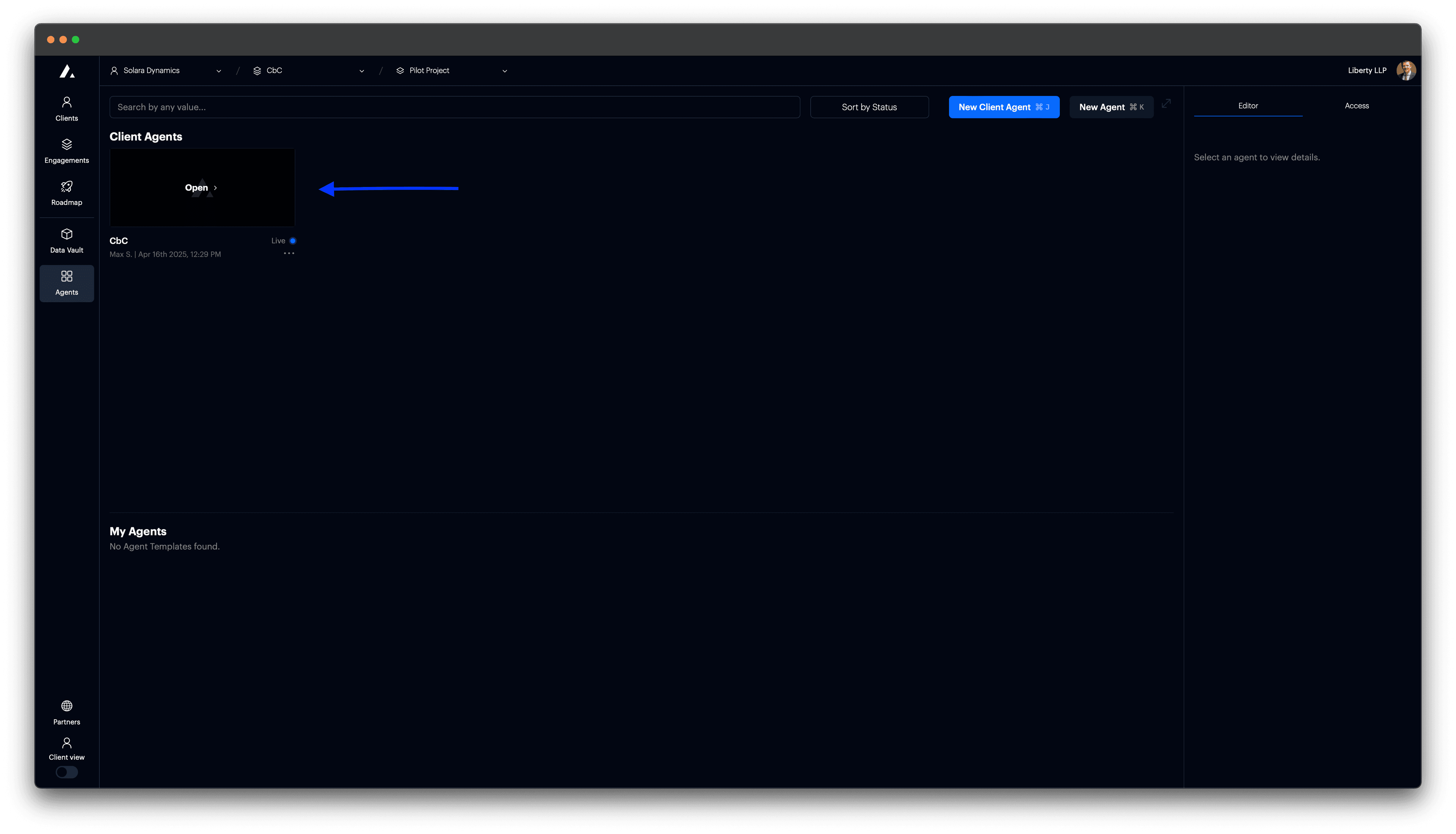 t0 screenshot - Open agent